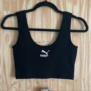PUMA Classics Ribbed Black Crop Top-S